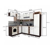 Bucatarie de Colt COSSY NEW 180-250 ST., Wenge / Decor K084